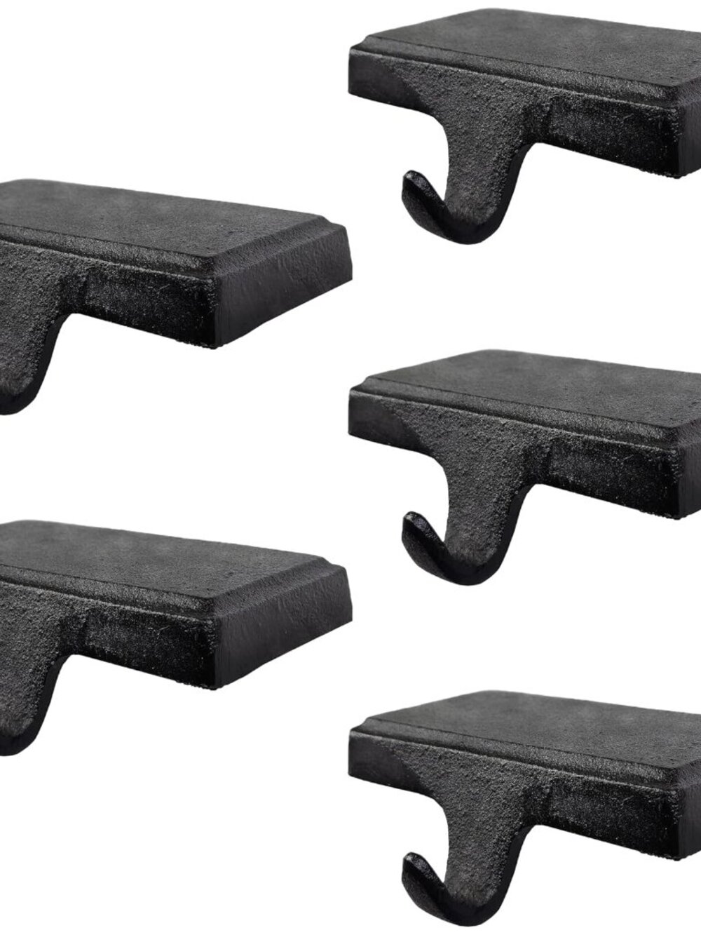 Black Christmas Stocking Holders for Mantle set of 5 - Heavy Cast Iron Weighted